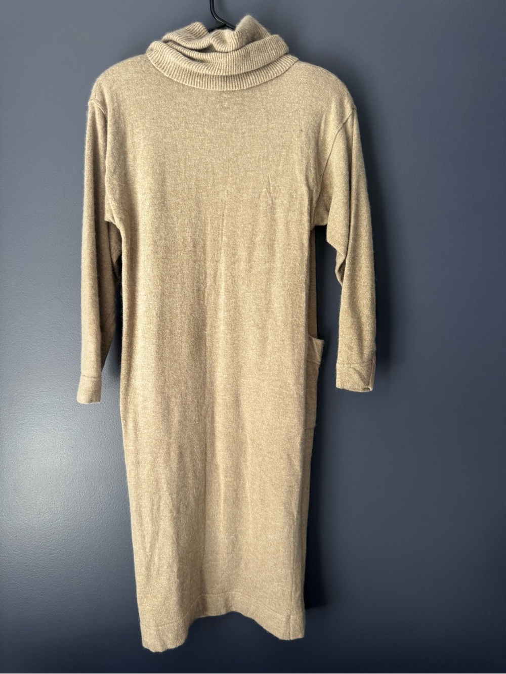 Outlander Wool & Rabbit Hair Vintage Sweater Dress Cowl Neck Pockets Shift - Picture 2 of 8